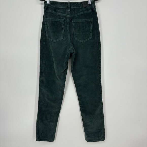 American Eagle Corduroy Mom Straight Pants 2L 2 LONG High Rise Stretch Green - Picture 5 of 11